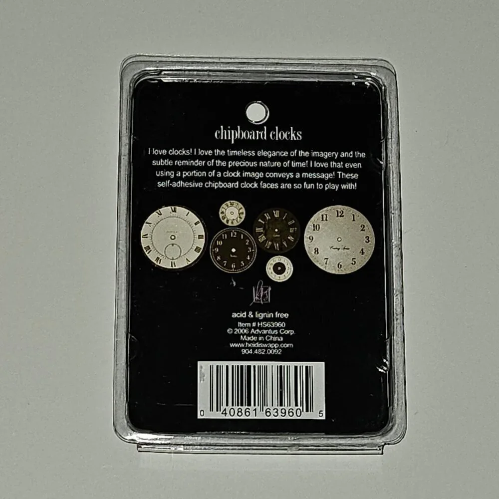 NEW Heidi Swapp 6 Brown Clocks Self Adhesive Chipboard Ornaments Scrapbooking